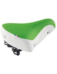 Sella bicicletta Vintage Graziella pelle sintetica con doppia molla verde bianca Montegrappa