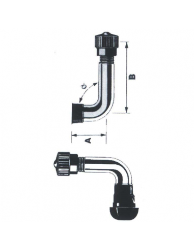 Valvola tubeless a gomito (foro 10,2mm)