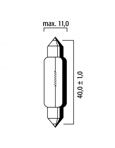 Lampadina 6 v-10 watt siluro t 11x40