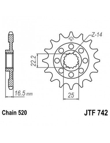 PIGNONE TRASMISSIONE MOTO JT 742 z15