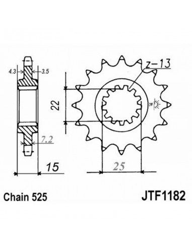 PIGNONE TRASMISSIONE MOTO JT 1182 z14