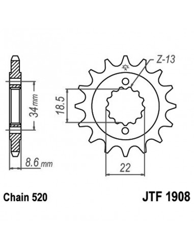 PIGNONE TRASMISSIONE MOTO JT 1908 z15