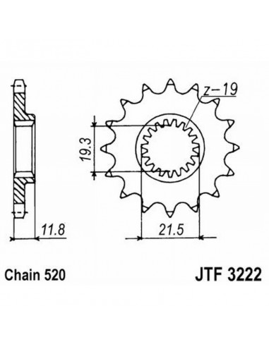 PIGNONE TRASMISSIONE MOTO JT 3222 z12