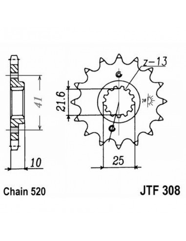 PIGNONE TRASMISSIONE MOTO JT 308 z14...