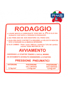 Targhetta rossa rodaggio...