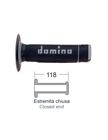 Coppia manopole nere-grigie cross 118mm