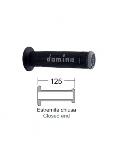 Coppia manopole trial nere-grigie 125mm