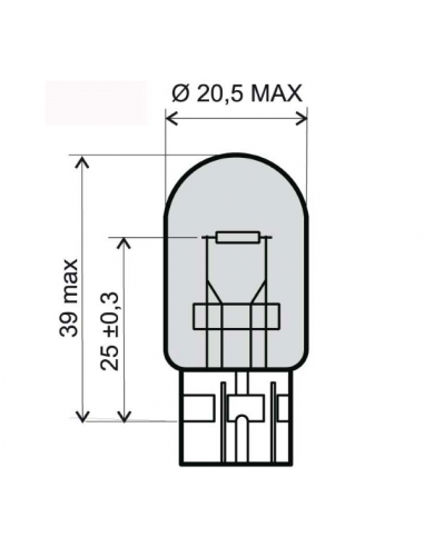 Lampadina arancio 12V 21W T20