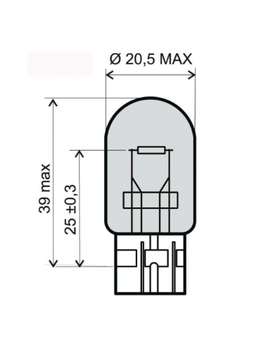 Lampadina arancio 12V 21/5W T20